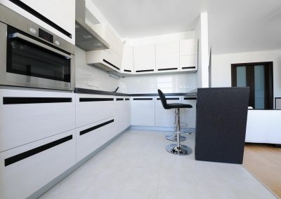 Modern new kitchen luxury interior. No brandnames or copyright objects.