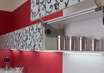 Modern kitchen interior with red decoration